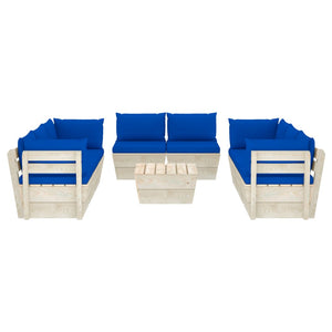 Set Divani da Giardino su Pallet 9 pz con Cuscini Legno Abete  cod mxl 39922