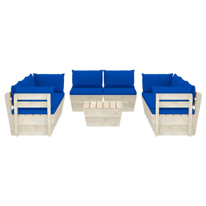 Set Divani da Giardino su Pallet 9 pz con Cuscini Legno Abete  cod mxl 39922