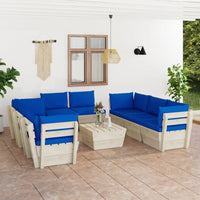 Set Divani da Giardino su Pallet 9 pz con Cuscini Legno Abete  cod mxl 39922