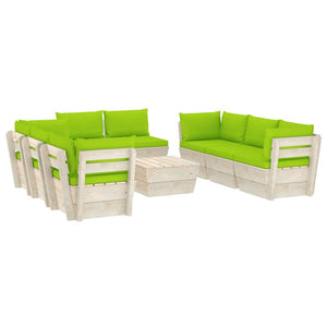 Set Divani da Giardino su Pallet 9 pz con Cuscini Legno Abete  cod mxl 40647