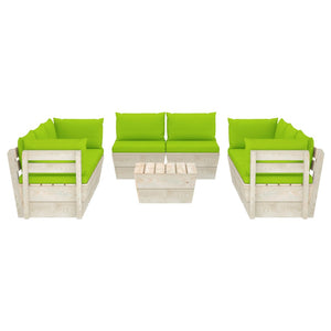 Set Divani da Giardino su Pallet 9 pz con Cuscini Legno Abete  cod mxl 40647