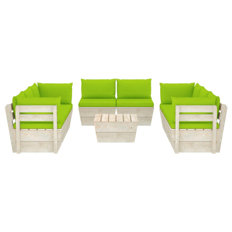 Set Divani da Giardino su Pallet 9 pz con Cuscini Legno Abete  cod mxl 40647