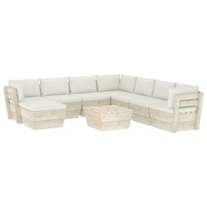 Set Divani da Giardino su Pallet 9 pz con Cuscini Legno Abete 3063662