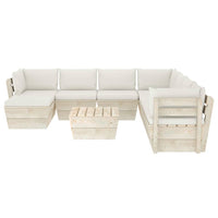 Set Divani da Giardino su Pallet 9 pz con Cuscini Legno Abete 3063662