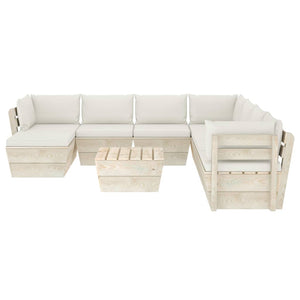 Set Divani da Giardino su Pallet 9 pz con Cuscini Legno Abete 3063662