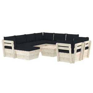 Set Divani da Giardino su Pallet 10 pz con Cuscini Legno Abete cod mxl 74016