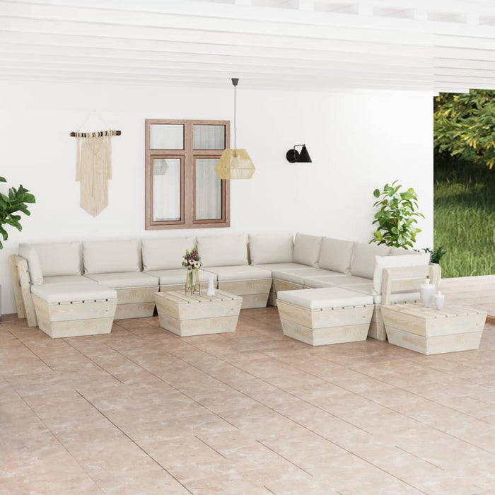 Set Divani da Giardino su Pallet 12 pz con Cuscini Legno Abete 3063698