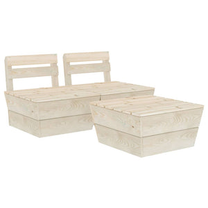 Set Divani da Giardino su Pallet 3 pz in Legno Abete Impregnato 3063710