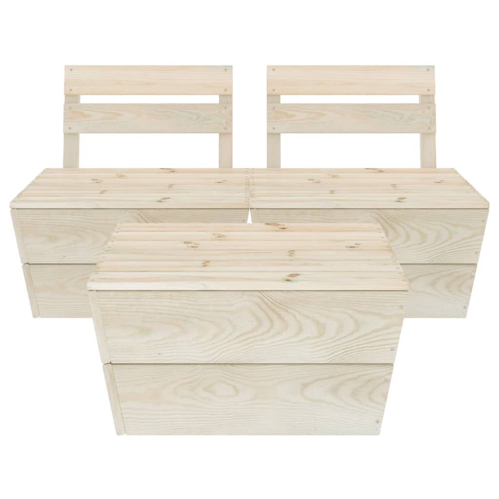 Set Divani da Giardino su Pallet 3 pz in Legno Abete Impregnato 3063710