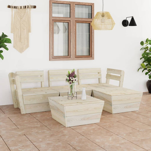 Set Divani da Giardino su Pallet 5 pz in Legno Abete Impregnato cod mxl 48493