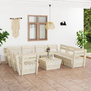 Set Divani da Giardino su Pallet 9 pz in Legno Abete Impregnato 3063726