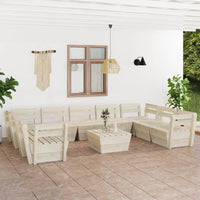 Set Divani da Giardino su Pallet 10 pz in Legno Abete Impregnato 3063728