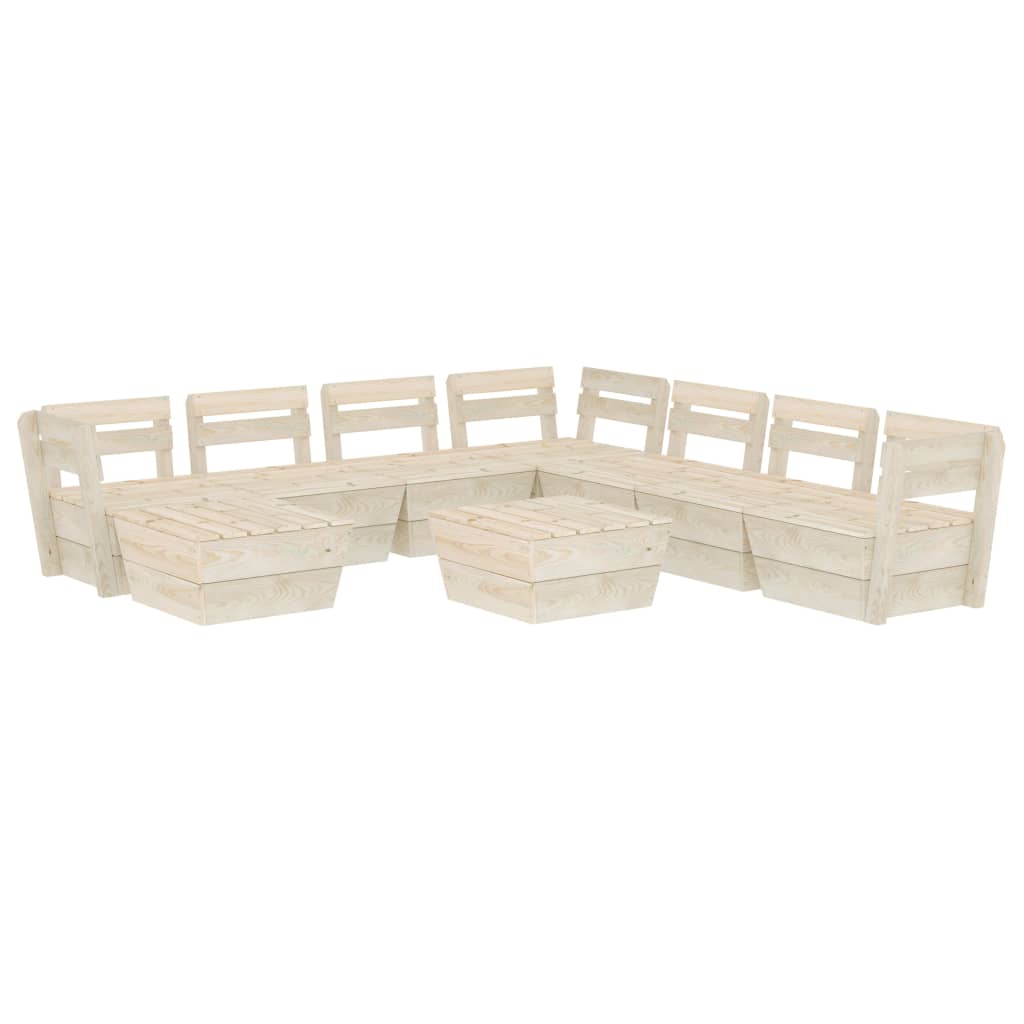 Set Divani da Giardino su Pallet 9 pz in Legno Abete Impregnato 3063731