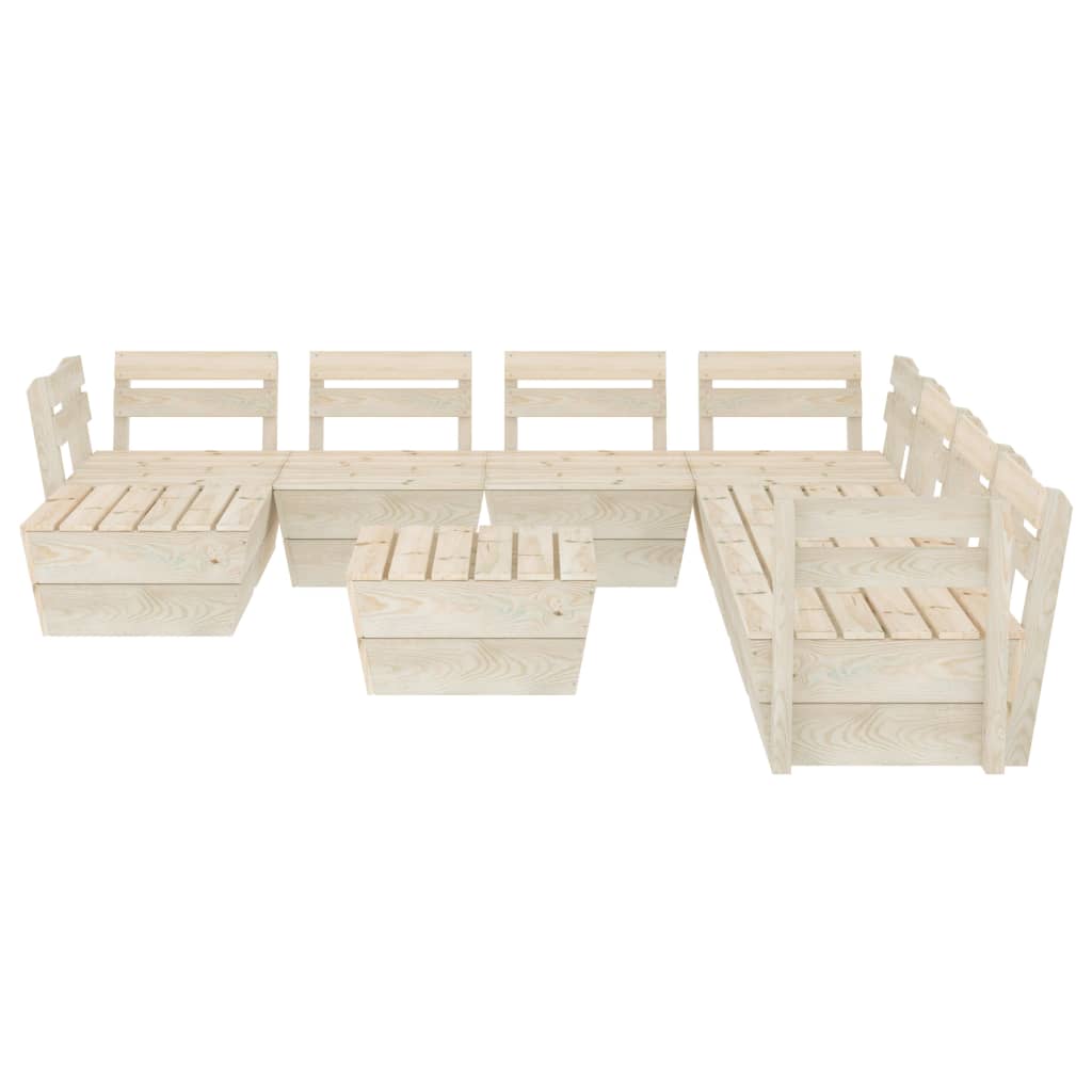 Set Divani da Giardino su Pallet 9 pz in Legno Abete Impregnato 3063731