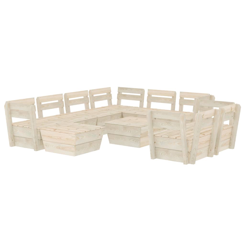 Set Divani da Giardino su Pallet 10 pz in Legno Abete Impregnato cod mxl 42179