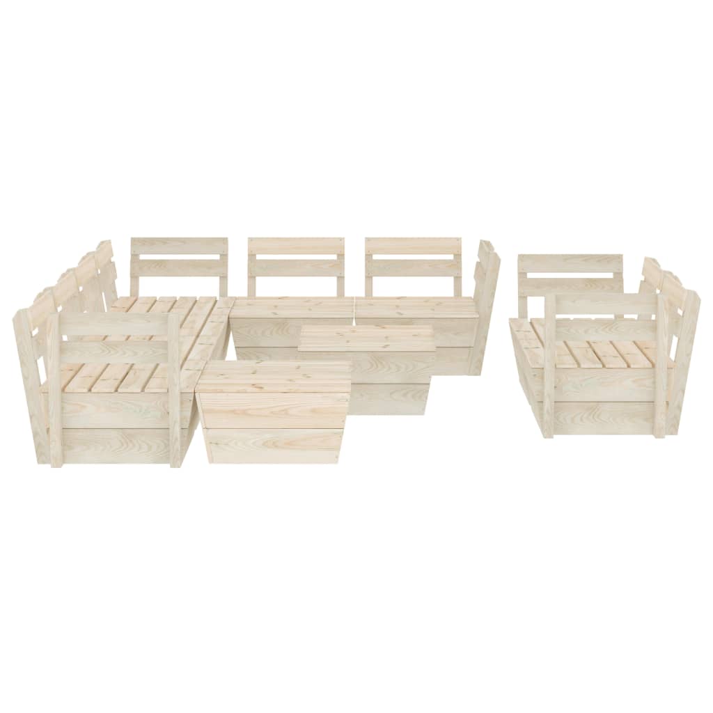 Set Divani da Giardino su Pallet 10 pz in Legno Abete Impregnato cod mxl 42179