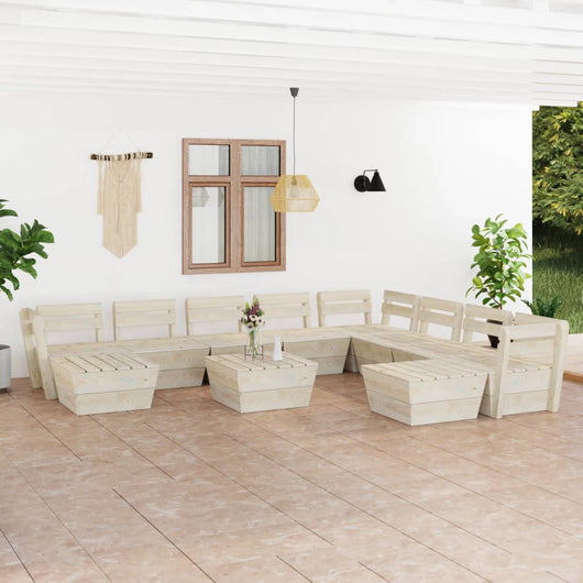 Set Divani da Giardino su Pallet 11 pz in Legno Abete Impregnato 3063733