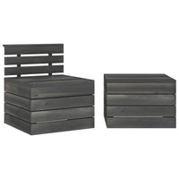 Set Divani da Giardino su Pallet 3 pz Legno Pino Grigio Scuro 3063737