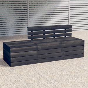 Set Divani da Giardino su Pallet 3 pz Legno Pino Grigio Scuro 3063737