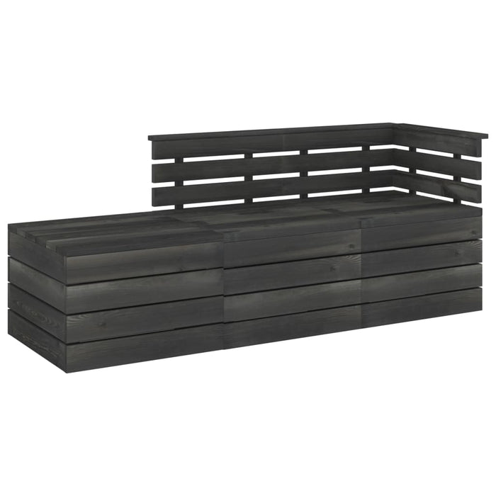 Set Divani da Giardino su Pallet 3 pz Legno Pino Grigio Scuro cod mxl 41516