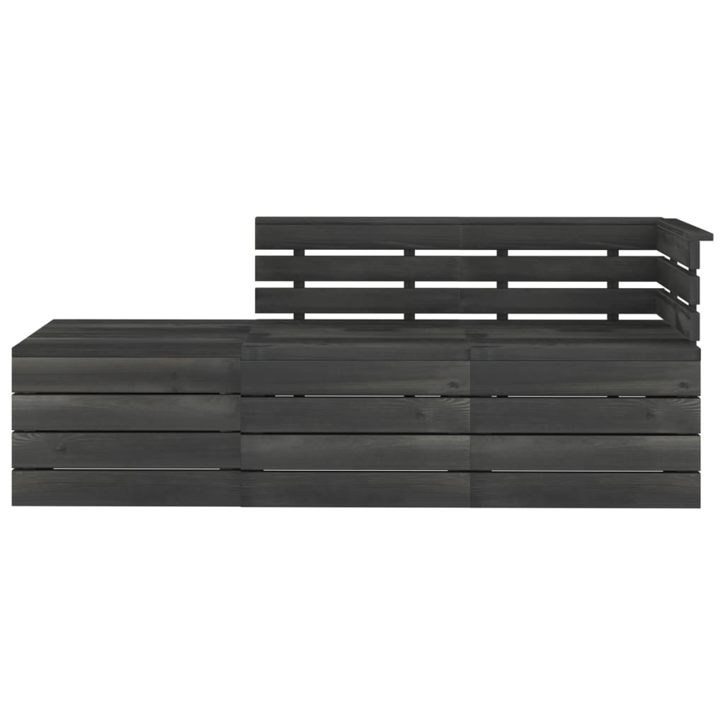 Set Divani da Giardino su Pallet 3 pz Legno Pino Grigio Scuro cod mxl 41516