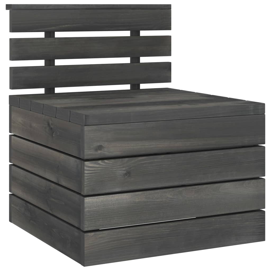 Set Divani da Giardino su Pallet 3 pz Legno Pino Grigio Scuro cod mxl 41516