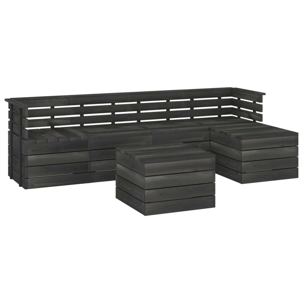 Set Divani da Giardino su Pallet 6 pz Legno Pino Grigio Scuro cod mxl 36259