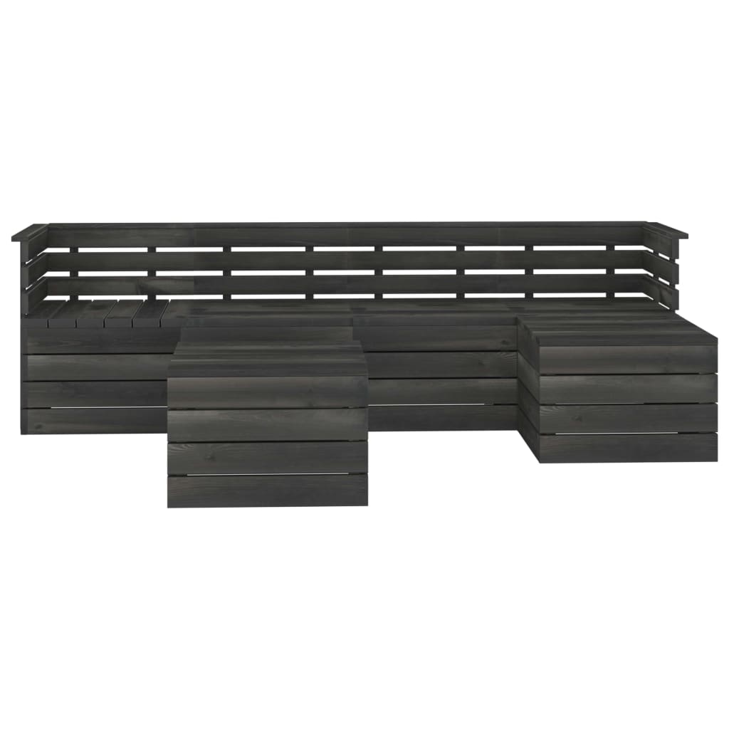 Set Divani da Giardino su Pallet 6 pz Legno Pino Grigio Scuro cod mxl 36259