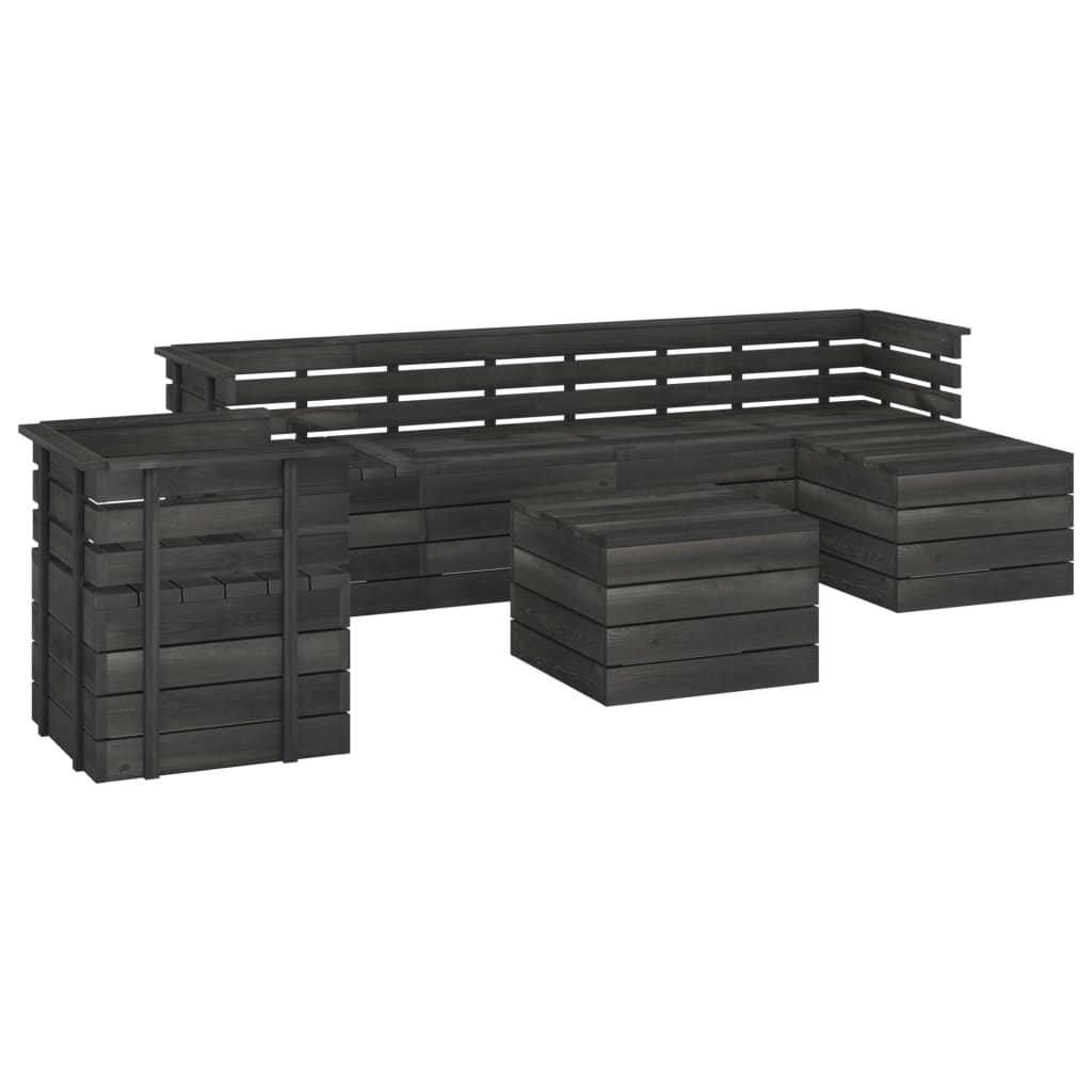 Set Divani da Giardino su Pallet 7 pz Legno Pino Grigio Scuro cod mxl 39209