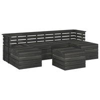 Set Divani da Giardino su Pallet 7 pz Legno Pino Grigio Scuro 3063755