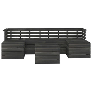 Set Divani da Giardino su Pallet 7 pz Legno Pino Grigio Scuro 3063755