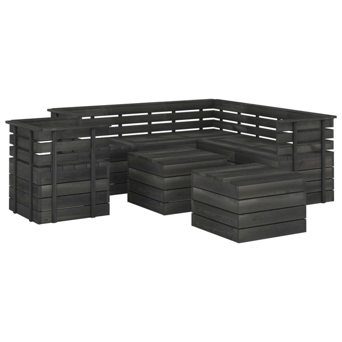 Set Divani da Giardino su Pallet 8 pz Legno Pino Grigio Scuro 3063760