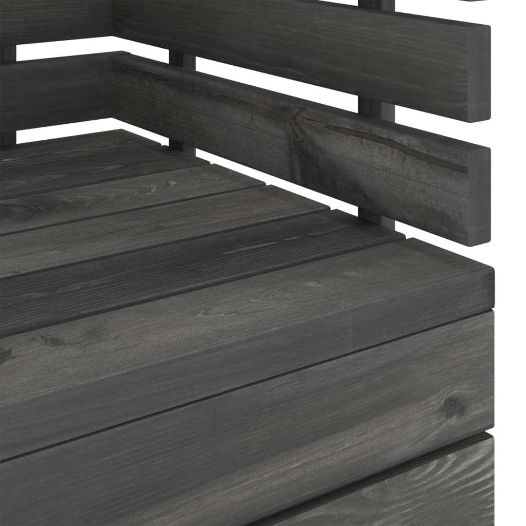 Set Divani da Giardino su Pallet 8 pz Legno Pino Grigio Scuro 3063760