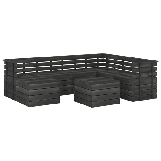 Set Divani da Giardino su Pallet 8 pz Legno Pino Grigio Scuro 3063761