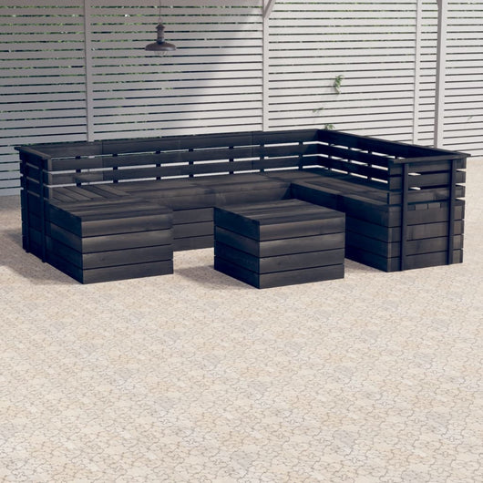 Set Divani da Giardino su Pallet 8 pz Legno Pino Grigio Scuro 3063761