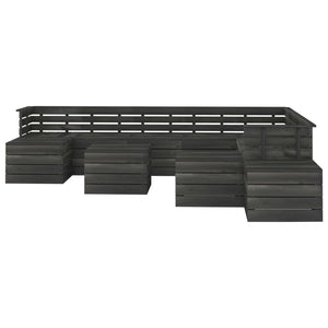 Set Divani da Giardino su Pallet 12 pz Legno Pino Grigio Scuro 3063767