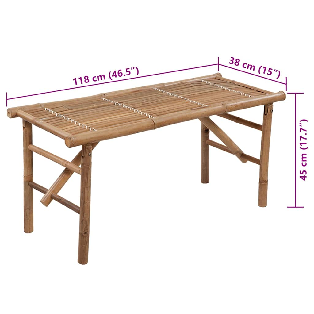 Panca da Giardino Pieghevole con Cuscino 118 cm in Bambù 3063852