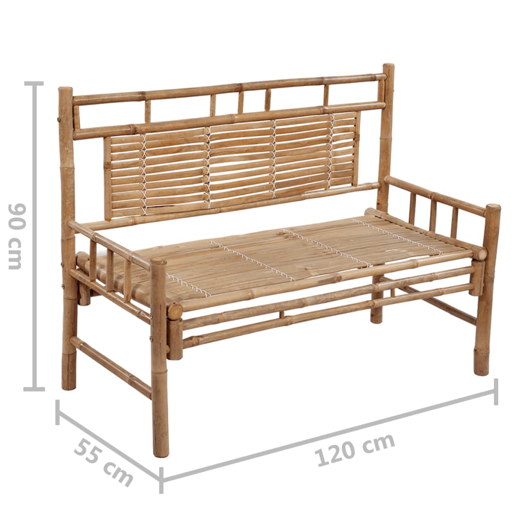 Panca da Giardino con Cuscino 120 cm in BambÃ¹ 3063886