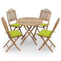 Set da Pranzo da Giardino 5 pz Pieghevole con Cuscini in Bambù cod mxl 41444