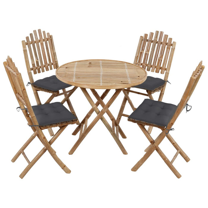 Set da Pranzo da Giardino 5 pz Pieghevole con Cuscini in Bambù cod mxl 40653