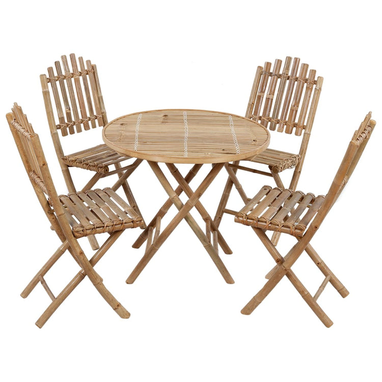 Set da Pranzo da Giardino 5 pz Pieghevole con Cuscini in Bambù cod mxl 40653