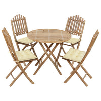 Set da Pranzo da Giardino 5 pz Pieghevole con Cuscini in Bambù cod mxl 35844