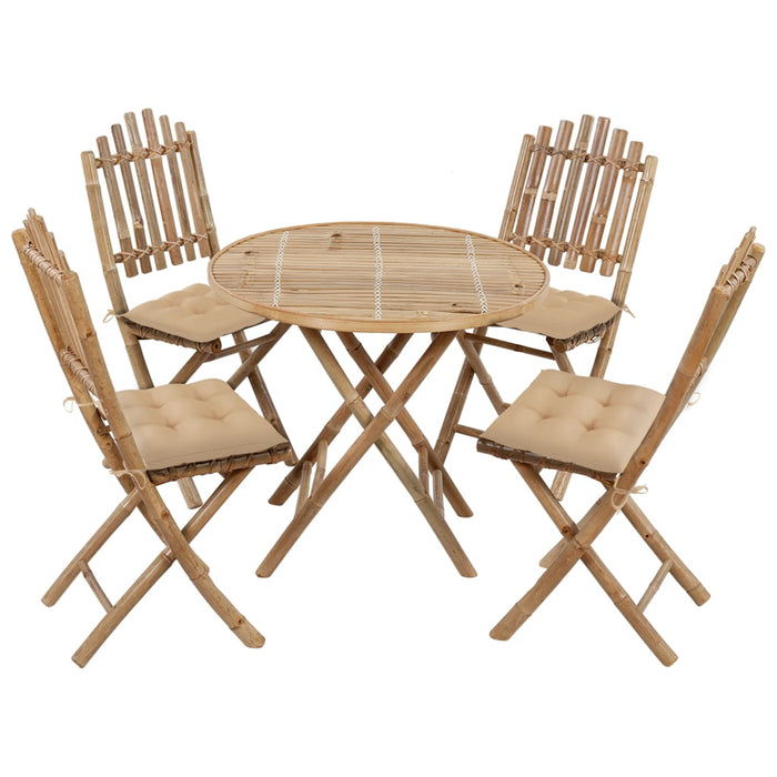 Set da Pranzo da Giardino 5 pz Pieghevole con Cuscini in Bambù cod mxl 41247