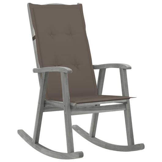 3064217  Rocking Chair with Cushions Grey Solid Acacia Wood (311845+47540) 3064217