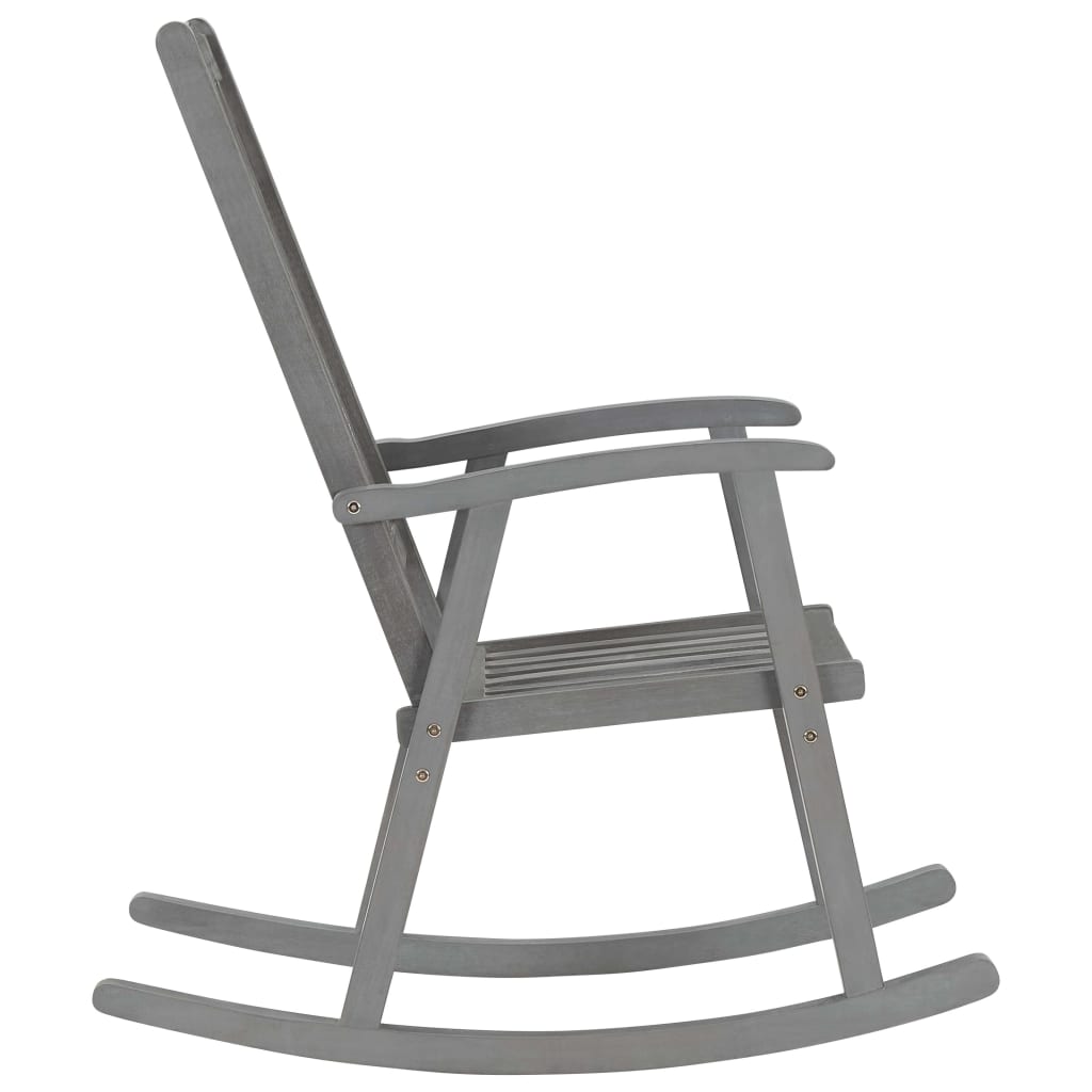 3064217  Rocking Chair with Cushions Grey Solid Acacia Wood (311845+47540) 3064217