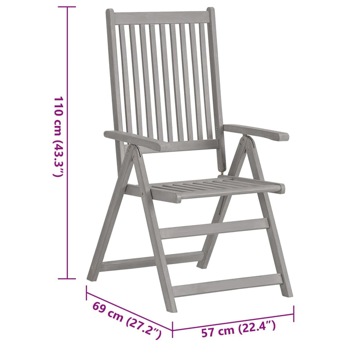 Sedie da Giardino Reclinabili 2pz con Cuscini Massello Acacia 3064700