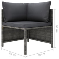 Set Divani da Giardino 6 pz con Cuscini in Polyrattan Grigio 3059760