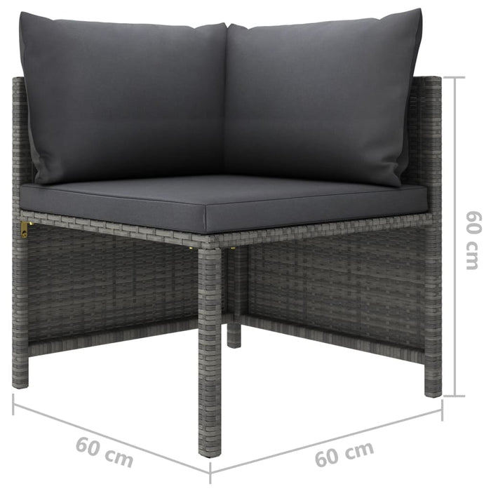 Set Divani da Giardino 6 pz con Cuscini in Polyrattan Grigio cod mxl 41852