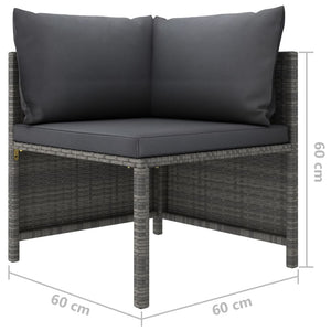 Set Divani da Giardino 7 pz con Cuscini in Polyrattan Grigio cod mxl 36228