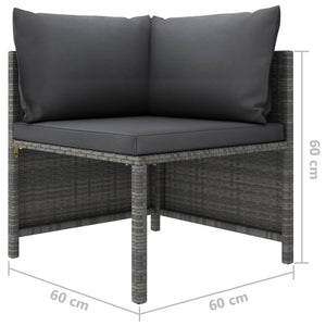 Set Divani da Giardino 8 pz con Cuscini in Polyrattan Grigio cod mxl 39370